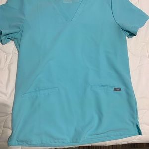 Figs said small Neon Blue scrub shirt